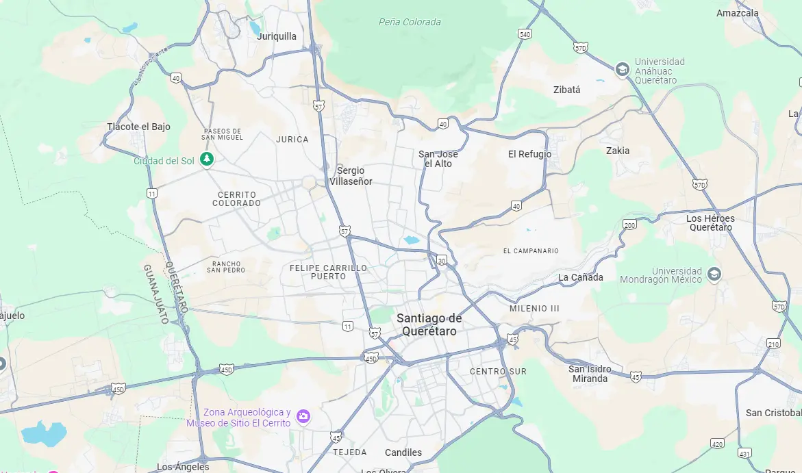 Mapa de cobertura de MovilVet, servicio veterinario a domicilio en Querétaro y costos por zona.